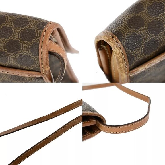 CELINE Logo Macadam Pattern Shoulder Bag PVC Leather Brown GHW Italy 65FB173 - Picture 8 of 14